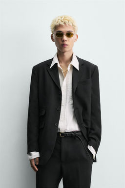 BLAZER TRAJE RELAXED FIT VISCOSA - LINO / Negro - Zara фото 2
