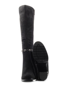 02-A421-371B-2 BLACK Сапоги демисезонные женские (натуральная замша, байка)