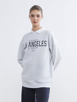 Los Angeles Bask?l? Kad?n Kal?n Sweatshirt Tunik