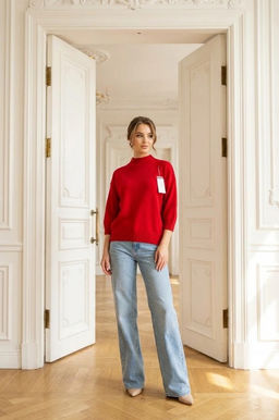 K13338 Джемпер (вязаный трикотаж) КРАСНЫЙ