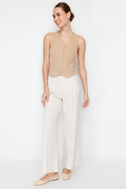 Vizon Fitted Dugmeli Crop Dokuma Yelek TWOSS21YE0009