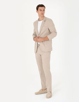 A__k Kahverengi Ekstra Slim Fit Keten Kar___ml_ Tak_m Elbise