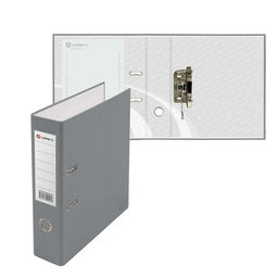 Папка-регистратор А4, 75 мм, Calligrata, ПВХ, металлическая окантовка, карман на корешок, собранная, серая  фото 2