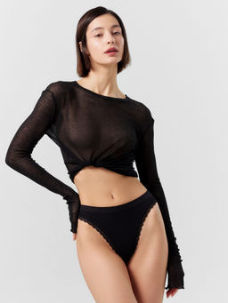 Цена за 2 штуки! Трусы бразилиана женские черные черный1 412744