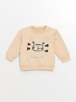 Bask?l? Erkek Bebek Sweatshirt