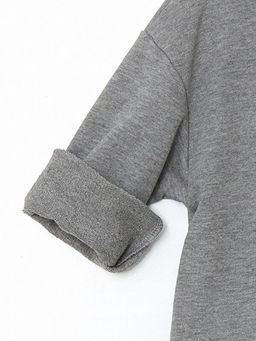 Bisiklet Yaka Bask?l? Erkek Bebek Sweatshirt