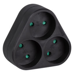 S-ES3-16F BLACK Разветвитель сетевой, б/з. 3 гнезда. 16А, 3500Вт. Черный. ТМ Uniel