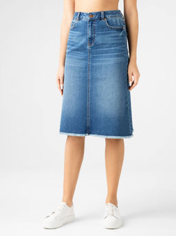 CONTE Джинсовая юбка-midi А-силуэта CON-356 mid blue