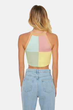Sar? Crop Renk Bloklu Ince Bluz TWOSS22BZ0402