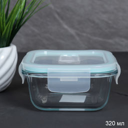 Контейнер квадратный крышка с клапаном 320 мл стекло / BXW-320ZF /уп 48/