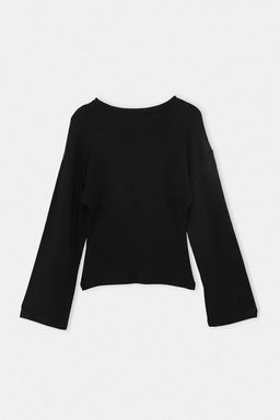 Siyah Bele Oturan Bisiklet Yaka D___k Kol Viskonlu Esnek Ribana _rme T-Shirt TWOAW27TS00015 - Trendyolmilla фото 8