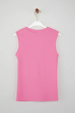 Pembe Aksesuar Dugmeli Bisiklet Yaka Regular Boy Yelek Orme Bluz TWOSS25BZ00558