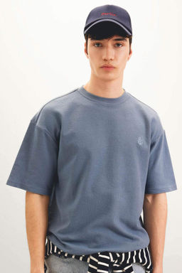 Comfort Regular Fit Rahat Kal?p Bisiklet Yaka Bask?l? K?sa Kollu Tisort - Defacto фото 5