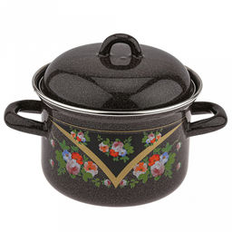 "Красава" Кастрюля эмалированная 1,5л, форма цилиндрическая, металлическая крышка (Россия)