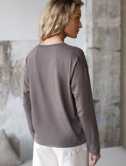 Базовый лонгслив из премиального хлопка с эластаном - Vilatte фото 3