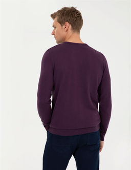 Mor Slim Fit Bisiklet Yaka Basic Triko Kazak - Pierre cardin фото 5