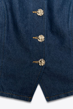 Z1975 DENIM WAISTCOAT WITH GOLD BUTTON - Zara фото 22