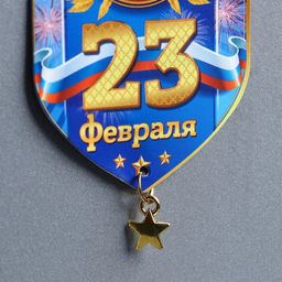 Цена за 3 шт. Магнит с подвеской 23 Февраля, 5.4?8 см