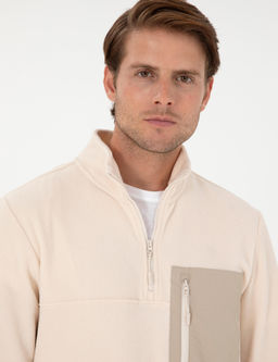 Bej Regular Fit Yar_m Fermuarl_ Polar Sweatshirt - Pierre cardin фото 2