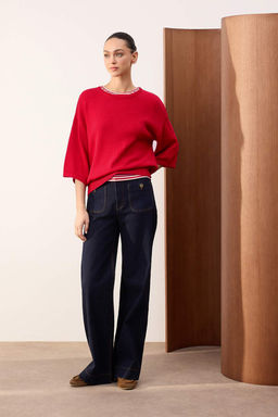 Wardrobe Essentials K?rm?z? Bisiklet Yaka Triko Bluz TWOSS26BZ00136