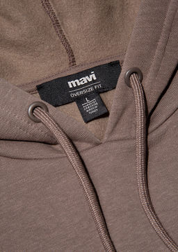 Mavi Logo Bask?l? Kapusonlu Kahverengi Sweatshirt  фото 6