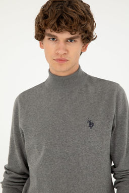 Свитер мужской U.S. Polo Assn. серый меланж хлопок фото 9