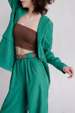 9963 Костюм брючный зелёный в горох - Martichelli фото 19
