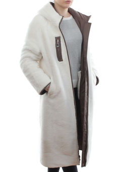 2639 DK. BEIGE Пальто двухстороннее женское еврозима (100 гр. холлофайбер, искусственный мех) - Fashion фото 10