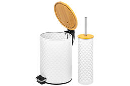Набор - ведро с педалью 3 л 20*17*25 см + Держатель с ершиком 9,5*9,5*38 см Белый, металл - Elan gallery фото 7