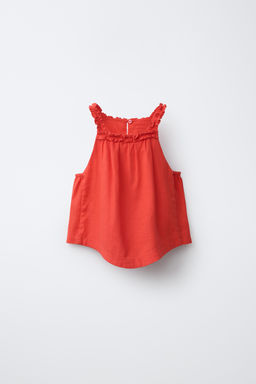 TOP HALTER CON LINO / Rojo