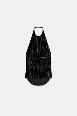 VELVET HALTER NECK TOP WITH GATHERING - Zara фото 6