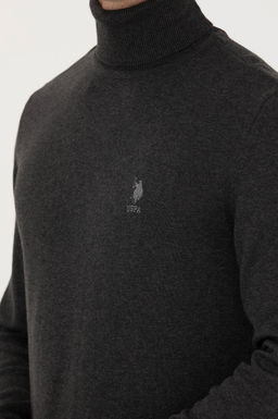 Свитер U.S. Polo Assn антрацитовый меланж из хлопка