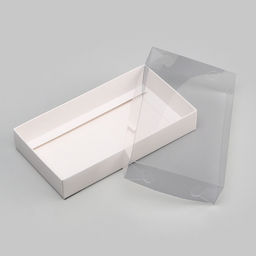 Цена за 2 шт. Кондитерская упаковка, коробка белая с PVC крышкой, 18×10×3 см