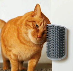 Цена за 4 шт. Щетка для вычесывания шерсти угловая "Счастливый хвост!", цвет серый, 12,4*8см (коробка)