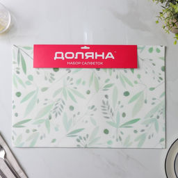 Набор салфеток сервировочных Доляна Акварель, 4 шт, 4530 см, цвет зеленый  фото 5