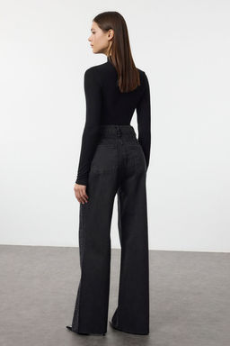Siyah Tas Detayl? Yuksek Bel Genis Paca Wide Leg Jeans TWOAW25JE00379 - Trendyolmilla фото 5