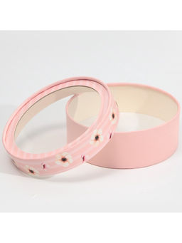 Коробка для макарун, кондитерская упаковка тубус с окном, «Цветы» 16 х 16 х 5 см