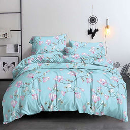 Постельное белье, комплект 1,5 спальный "Магнолия" 4 предмета: пододеяльник 145х215см, простыня 150х220см, 2 наволочки 70х70см с клапаном-запахом, полисатин "Премиум" 90г/м2, упаковка "классическая" ПВХ 32х41см, "Домашняя мода" (Россия)