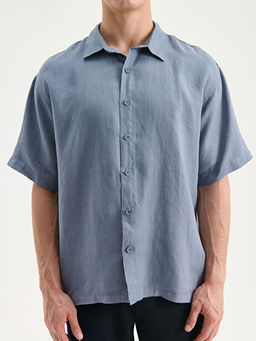 Regular Fit K?sa Kollu %100 Keten Erkek G?mlek