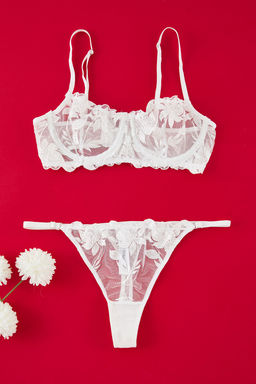 TRENDYOLMILLA Siyah Nak?sl? Dantelli Ip Ask?l? Kaps?z Orme Ic Camas?r? Tak?m? THMAW24CC00012  фото 14