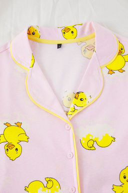 Trendyolmilla Mavi %100 Pamuklu Ordek Desenli Biyeli Sortlu Orme Pijama Tak?m? THMSS25PT00300  фото 7