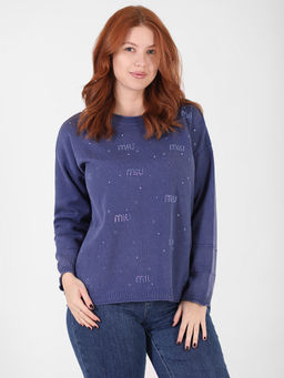 Джемпер с вареным эффектом со стразами - Almond фото 3