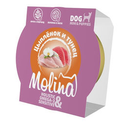MOLINA. Ламистер для взрослых собак мини-пород. Цыпленок и тунец в желе, 75 г, 6010674