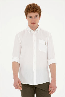 Мужская белая рубашка с длинным рукавом Неожиданная скидка в корзине