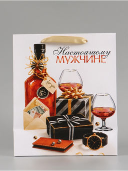 Цена за 2 шт. Пакет подарочный «Настоящему мужчине», 23×27×11.5 см