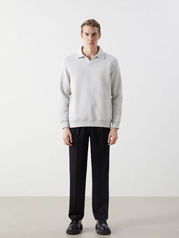 Polo Yaka Uzun Kollu Erkek Sweatshirt