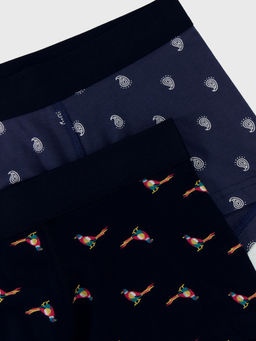 Трусы мужские боксеры мультипак (2 шт.) в черном и синем цвете с птичками птицы на черном +орнамент на морском 411188-2 - Mark formelle фото 7