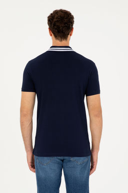 Футболка U.S. Polo Assn G081GL011 мужская темно-синяя хлопок с эластаном  фото 5
