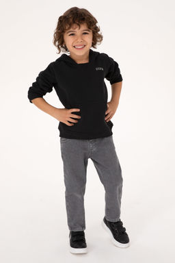 Erkek Гocuk Siyah Basic Sweatshirt