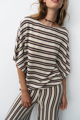TOP R?STICO MANGA CORTA / Rayas marrones - Zara фото 3